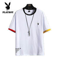 PLAYBOY Men S Casual Cotton T-Shirt Sports Top White T-Shirt M-4XL