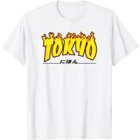 เสื้อยืด ลาย Tokyo Japan Trasher สีเหลือง สีส้ม สีดํา สําหรับผู้ใหญ่  OWSG