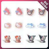 925 Sterling Cartoon Animation Stud Earring Animal Hello Kitty Mymelody Kuromi Jewelry Accessories Kawaii Cute Childrens Gift