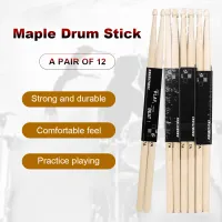 12คู่7A5A D Rumsticks มืออาชีพกลองตะลุมพุกเมเปิ้ลไม้จับสบายสำหรับผู้เริ่มต้นเครื่องมือตอกอุปกรณ์