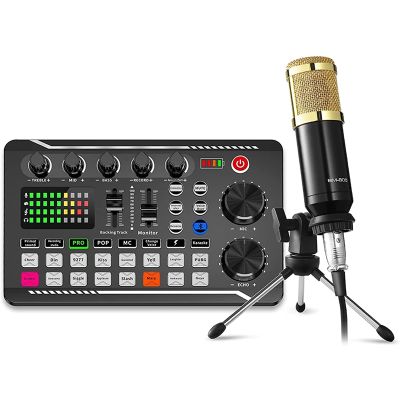 Podcast Equipment Bundle, Sound Card Microphone (120KHz/24 Bit) and Professional Audio Mixer for Streaming Gaming