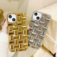 ลายสานสี่เหลี่ยม NLWVX3D เหมาะสำหรับ iPhone 14โปรโมแม็กซ์เคสโทรศัพท์13/11ชุบไฟฟ้า Samsung นิ่ม