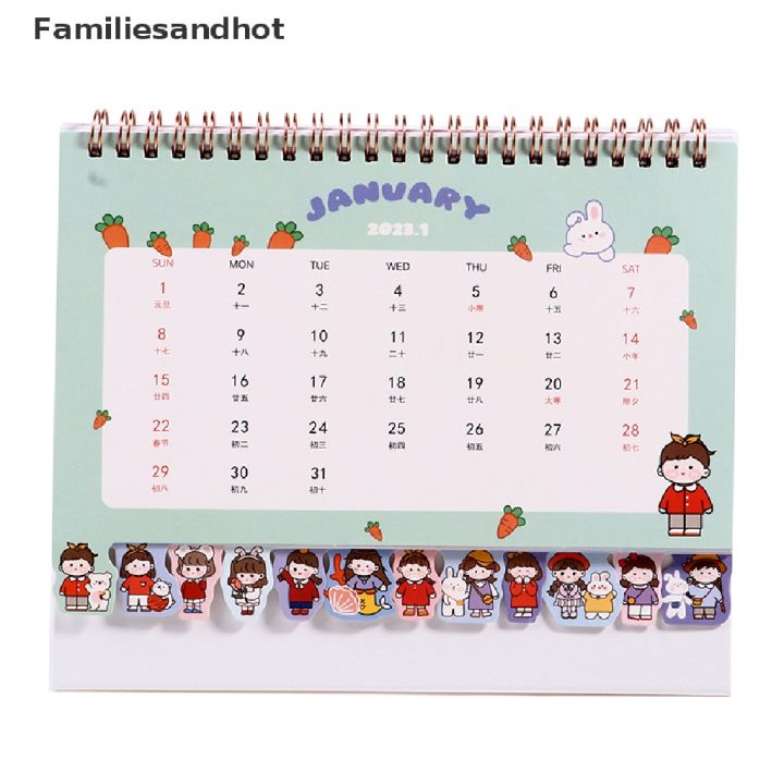 familiesandhot-2023-kawaii-ปฏิทินตั้งโต๊ะ-ขนาดเล็ก-เครื่องเขียนสํานักงาน-ปฏิทินตั้งโต๊ะ