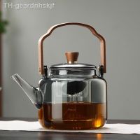 【hot】┋  1.2L Gray Glass with Infuser Resistant Kettle Transparent Pot Handle Office Set