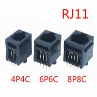 หัวต่อแจ็คโทรศัพท์ Rj11 10ชิ้น4p4c 6p6c 8p8c หัวคริสตัลแนวตั้งปลั๊กตัวเมียสีดำ