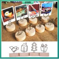 QIANW 1 PC DIY เครื่องประดับเดสก์ท็อป สมุดบันทึก กรอบรูป ข้อความสนับสนุนซ้าย คลิปภาพ ที่ใส่ไม้กลม