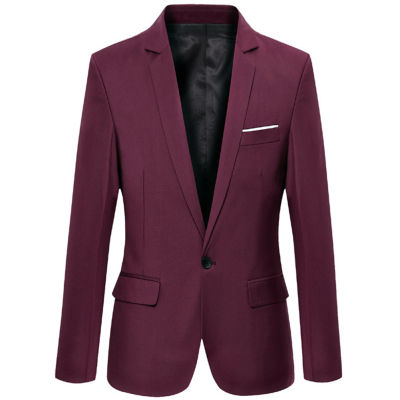 ♝✷♟ hnf531 Fashion Men Solid Color Long Sleeve Lapel Slim Fit Blazer Suit Coat Outwear