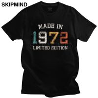 Vintage Born In 1972 T-shirt Men Short Sleeved Made in 1972 50th Birthday Gift Printed Tshirt Pure