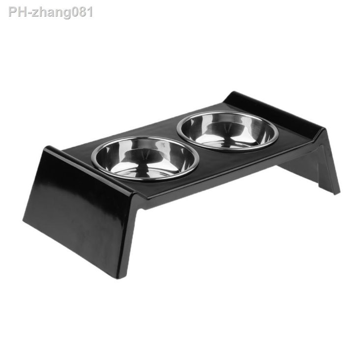 elevated-stainless-steel-double-pet-dog-bowl-feeding-station-raised-height-stand-to-relieve-neck-stress-keep-healthy