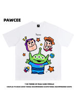 Buzz Lightyear พิมพ์เสื้อยืดแขนสั้นสำหรับผู้ชายและผู้หญิงหลวม ๆ ร้อยชุดลำลอง