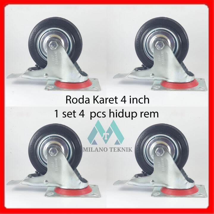 Roda Troli 4 Inch Isi 1set4pcs Hidup Rem Roda Karet 4 Inchi Etalase 4 Inch Trolley Lazada 2058