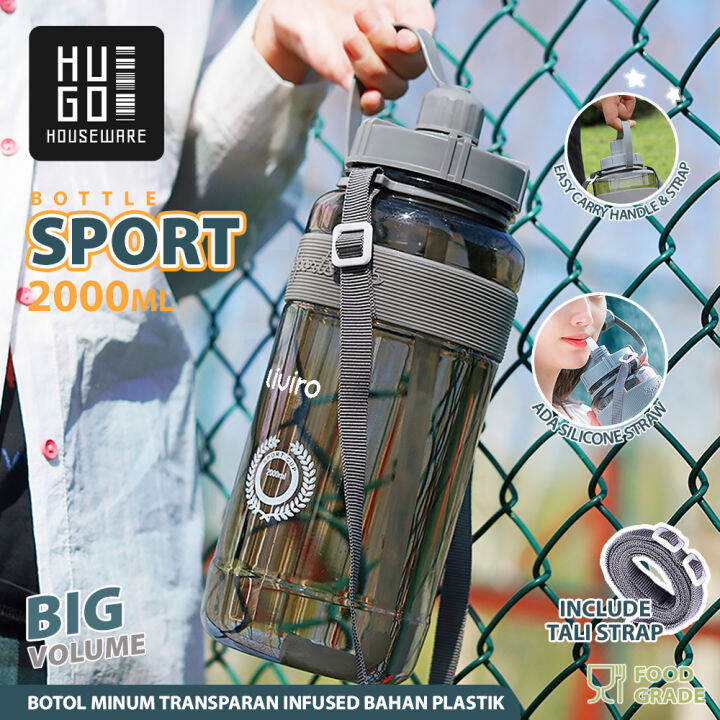 HUGO Botol Minum Besar 2 Liter Botol Air Anak Sekolah Jumbo Bening 2000 ...