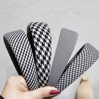 Houndstooth แบบผู้หญิงคาดศีรษะปีกกว้างสไตล์ยุโรปผมห่วงฝาแฟชั่น H airbands สำหรับผู้หญิงอุปกรณ์ผมถั่ว