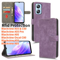 เคสฝาพับหนัง RTY สำหรับ Blackview Oscal C80 / Blackview A55 Blackview C60 / Blackview A55 Pro เคสโทรศัพท์แบบตั้งได้สำหรับ Blackview A95 / Blackview A52 / Blackview A85 PU ช่องเสียบบัตรเป็นหนังพรีเมี่ยมเคสเคสที่สามารถตั้งได้