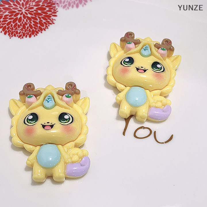 yunze-2023เรซินน่ารักใหม่ขนาด21x28มม-ไดโนเสาร์ตัวเล็กชุดแบนราบชิ้นส่วนทำเล็บตกแต่งสำหรับปากขวดอุปกรณ์ตกแต่ง