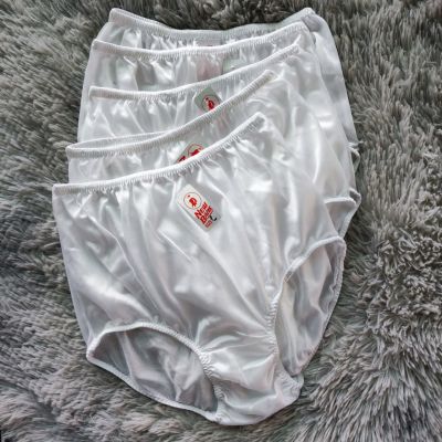 กางเกงในผู้หญิง/ชาย เต็มตัว แพ็ค ุ4 ตัว สีขาว ไซส์ L White Woman Underwear Nylon Full Briefs ผ้าไนล่อน เอว 30-34 นิ้ว สวมใส่สบาย