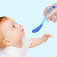 1PCS Baby Safety Feeding Spoon Temperature Heat Sensing Silicone Spoons Kids Children Dishes Flatware Safety Tableware Tool Bowl Fork Spoon Sets