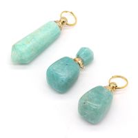 【cw】 New Hot Sale Stone Perfume Bottle Pendant Irregular Amazonite Jewelry Making Necklace Accessory 【hot】