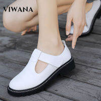 VIWANA รองเท้า Oxford ส้นหนาสำหรับผู้หญิง,รองเท้าลำลองหนังแท้สีขาวรองเท้ามาร์ตินแบบสวมสไตล์เกาหลีรองเท้าผู้หญิงแฟชั่นไซส์ใหญ่พิเศษ42ปี2021