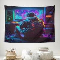 Punk-Neon-Gamer-Cool-Tapestry Fabric Wall Hanging Beach Room Decor Cloth Carpet Yoga Mats Sheet Sofa Blanket shower curtain