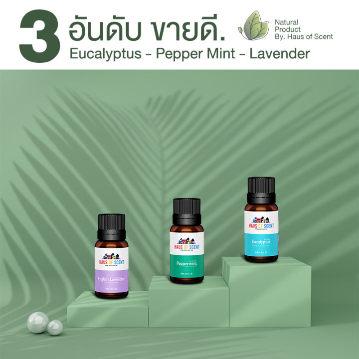 3-อันดับขายดี-น้ำมันหอมระเหย-essential-oil-น้ำหอมใส่เครื่องพ่น-น้ำหอมในบ้าน-น้ำหอมเตาอโรม่า-ยูคาลิปตัส-eucalyptus-เปปเปอร์มินต์-peppermint-ลาเวนเดอร์-lavender-haus-of-scent