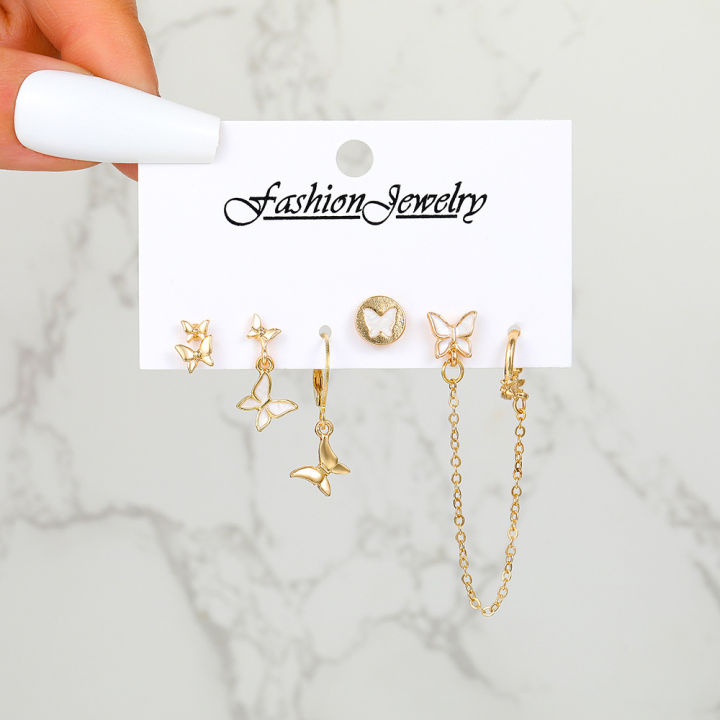 2023-trend-jewelry-chain-set-women-new-cherry-sweet-cool-style-fashion-butterfly-stud-earring