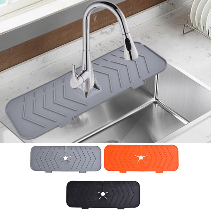 Extended Silicone Splash Catcher For Sink Faucet Kitchen Wrapround Sink  Splash Guard Mat Silicone Bathroom Faucet Drip Catcher Countertop Protector  Dr