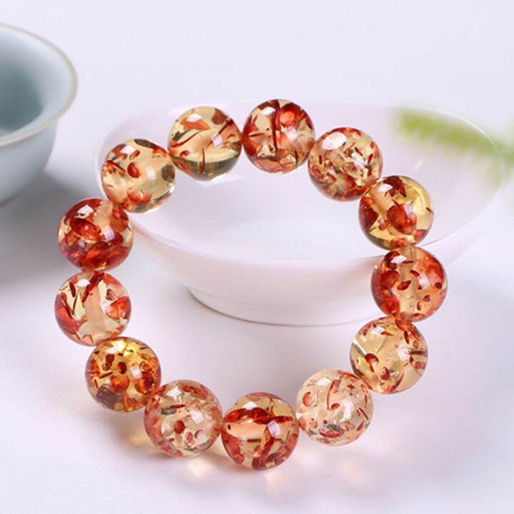 top-baltic-poppy-amber-beeswax-beeswax-bracelet-with-petals-beads-single-circle-amorphous-beauty-bracelet-zz