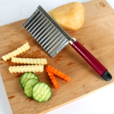 Potato Cutter Chip French Fry Maker Stainless Steel Wavy Knife French Fries Chopper Kitchen Edged Knife Chopper Fry Maker Tools