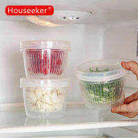 Houseeker รอบท่อระบายน้ำกล่องปิดผนึกขิงกระเทียมหัวหอมกล่องเก็บตู้เย็นออแกไนเซอร์