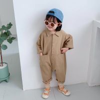 （Good baby store） Children Clothing Jumpsuit 2022 Autumn New Boys Girls Casual Letter Tooling Denim Baby Kids Clothes Japanes  amp; Korean Style 1 7 Y