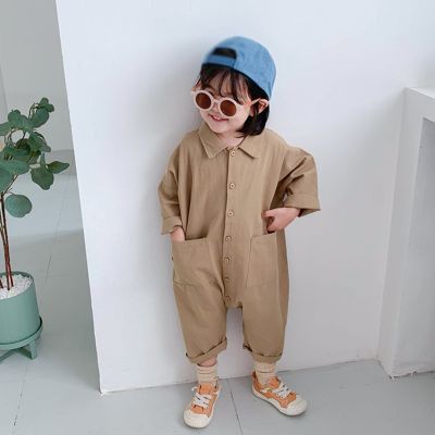 （Good baby store） Children Clothing Jumpsuit 2022 Autumn New Boys Girls Casual Letter Tooling Denim Baby Kids Clothes Japanes  amp; Korean Style 1 7 Y