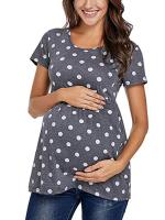 20212020 Polka Dot Maternity Tunic Tops Women Tee Shirt Ruffles Plus Size Tees T-shirt Pregnancy Tee Loose Womens Clothing