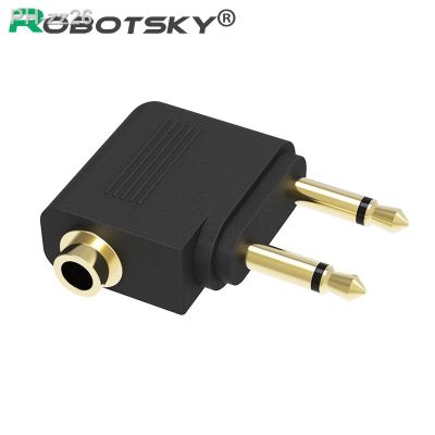 3.5mm to 2 x 3.5 mm Stereo Ear Audio Adapter Jack to Air Aircraft Airline Airplane for Headset Headphone