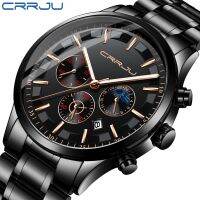 ZZOOI CRRJU Men Watch Chronograph Sport Quartz Full Steel Male Clock Waterproof Relogio Masculino