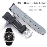 ?ราคาไม่แพงมากที่สุด?สำหรับ Tissot T035 T035617 CITIZEN สายรัดนาฬิกาซิลิโคนยางปลายโค้งสายอ่อนสายรัดข้อมือตัวล็อกแบบผีเสื้อ23 24มม.