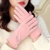 【cw】 Cationic s Womens Autumn and Winter Fleece-Lined Warm Korean-Style Cute Outdoor Cycling Touch Screen Cold-Proof s