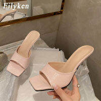 Eilyken New y Ladies Strange Transparent Hoof Heels Slippers Summer Shallow Sweet Green Pink Blue Women Slides Shoes