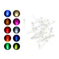 100pcs 3mm LED Diode Kit LED Lamp Emitting Diode Warm White Red Blue Green UV Orange Yellow Pink Color Bulb 3V PCB AssortmentElectrical Circuitry Part