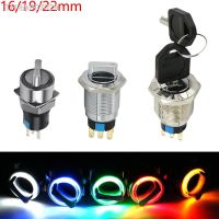 ✱❂  16/19/22mm Metal Rotary switch Selected Toggle Switch Latching 2/3Position Waterproof LED 12/24V 2NO 2NC/1NO 1NC Key Switch