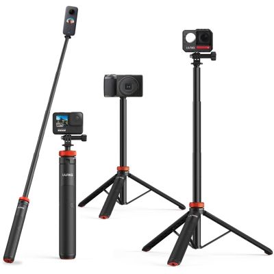 Uurig TP-03 ขาตั้งกล้องไม้เซลฟี่ พร้อมอะแดปเตอร์เมาท์ขาตั้งกล้อง สําหรับ GoPro Max Hero 10 9 DJI Osmo Action Insta 360 One R และกล้องแอคชั่นอื่นๆ