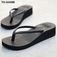 The new high with thick slippers summer beach antiskid flip-flops increased. cool wedge