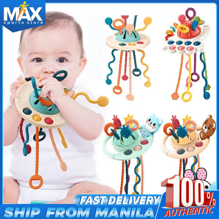 Montessori Pull String Sensory Toys Baby 6 12 Months Silicone Activity Toys Development