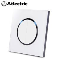 ✣ Atlectric 1 2 3 4 Gang 1 2 Way Home Power Light Switch ON / OFF Button Switch Lamp Light USB EU FR France Socket Glass Panel