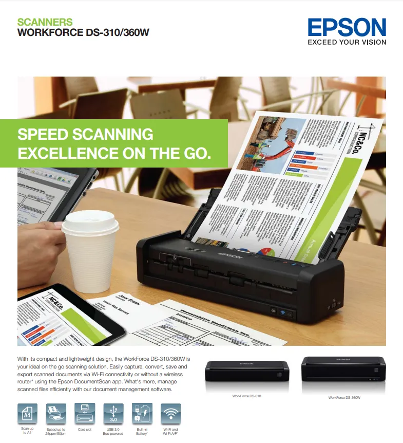 Epson WorkForce DS-310 Portable Sheet-Fed Document Scanner