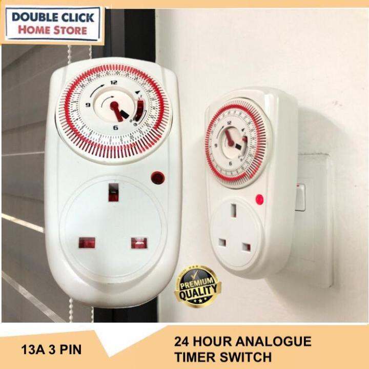 24 Hours Analogue 13A 3 Pin Plug In Timer Switch Lazada