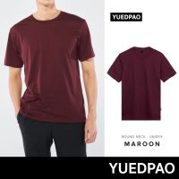 เสื้อ เสื้อยืดผู้ชาย เสื้อยืด Yuedpao No.1 เสื้อยืด ไม่ย้วย ไม่หด ไม่ต้องรีด ผ้านุ่มใส่สบาย Ultrasoft Non-Iron เสื้อยืดสีพื้น เสื้อยืดคอกลม สีเลือดหมู