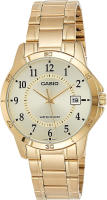 Casio #MTP-V004G-9B Mens Standard Gold Tone Stainless Steel Gold Dial Date Watch