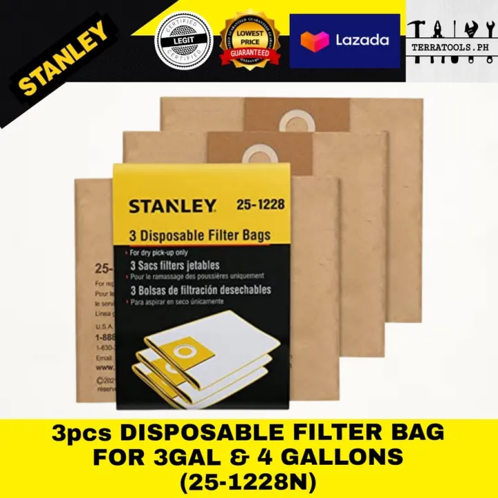 STANLEY 3pcs Disposable Filter Bags (251228N) Fits to 3&4 Gallon