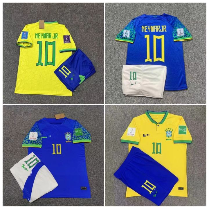 Neymar Jr Brazil Home Jersey for Kids Children Soccer Football Kits